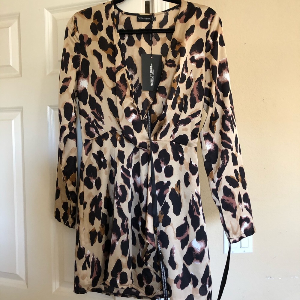 Pretty little thing leopard silk dress!
